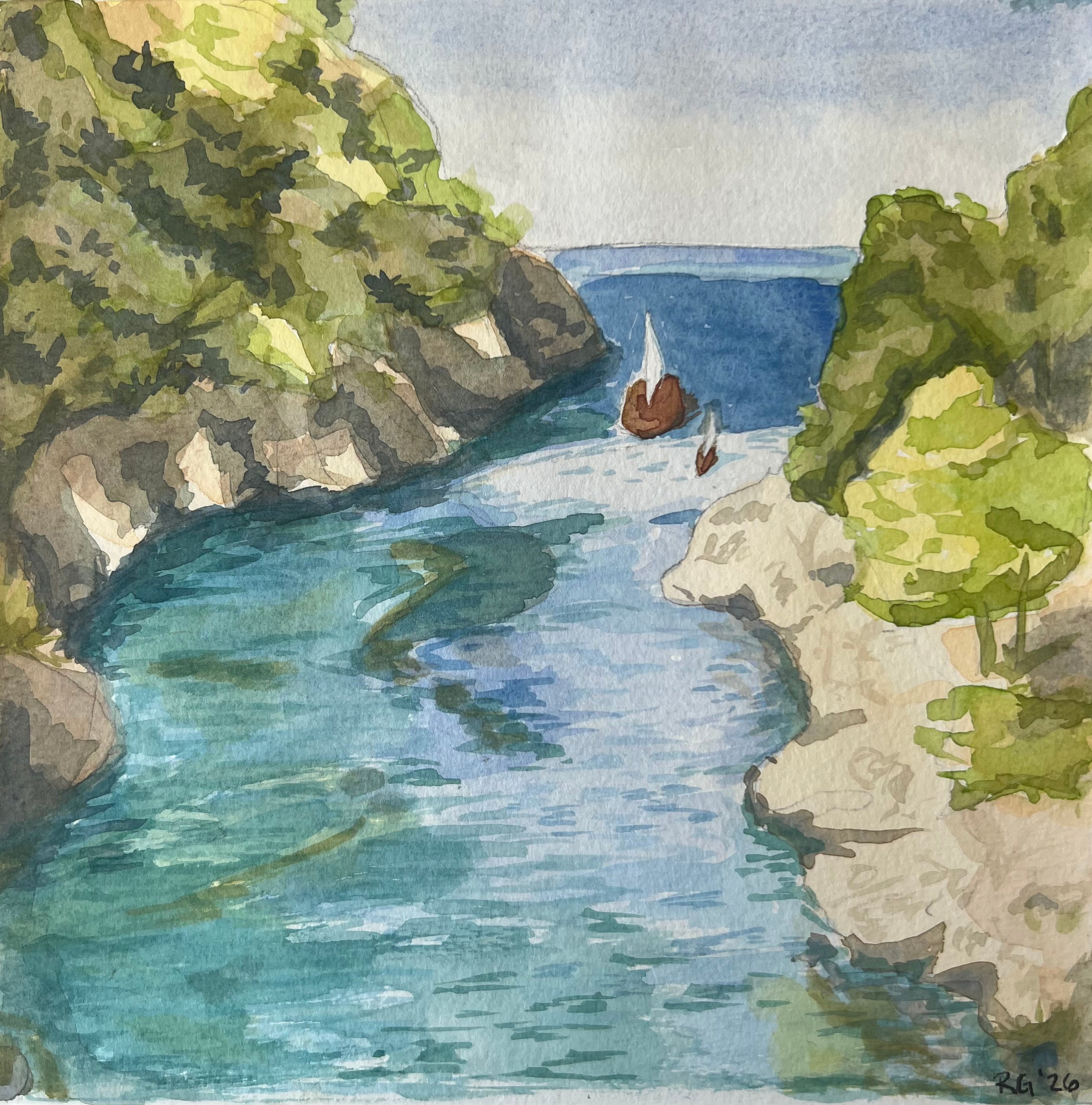 Into the Cove — Watercolor Art Print