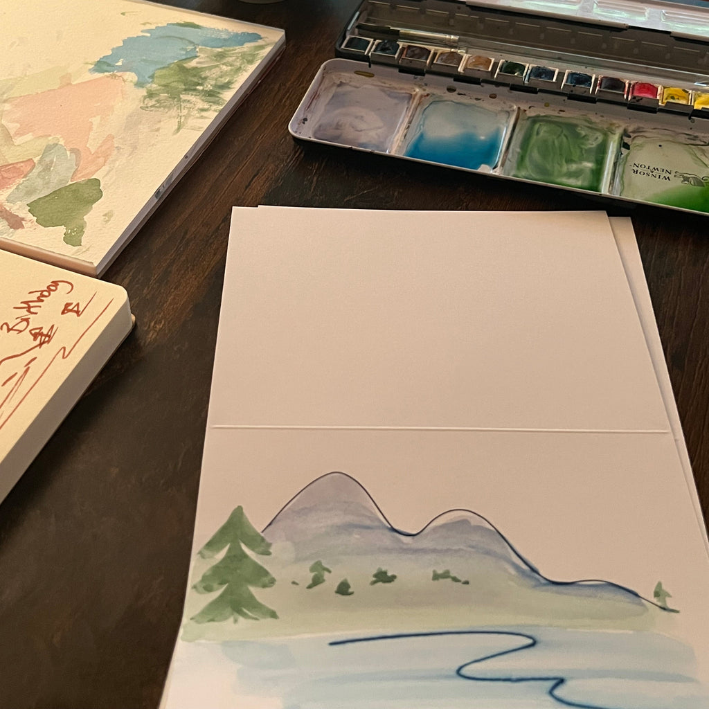 Mountains and The Sea Watercolor Card